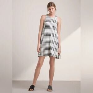 Wilfred Free Dress Womens Medium White Striped Sleeveless Stretch Beach Resort